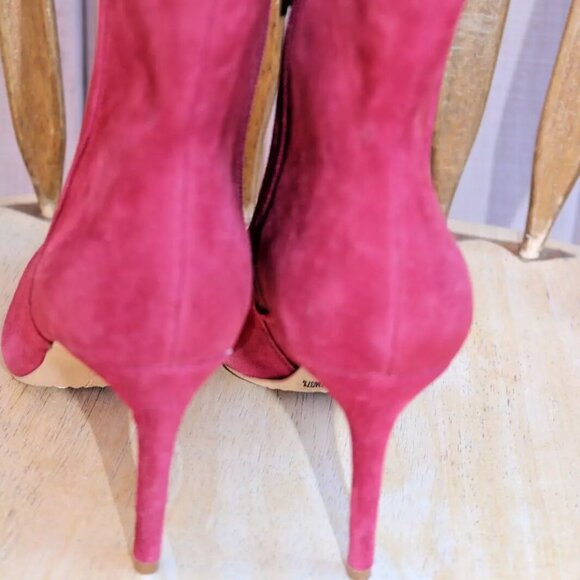 Vince Camuto Allost Burgundy Suede High Heel Bootie Sz 7 Ankle Boots. - Picture 7 of 12